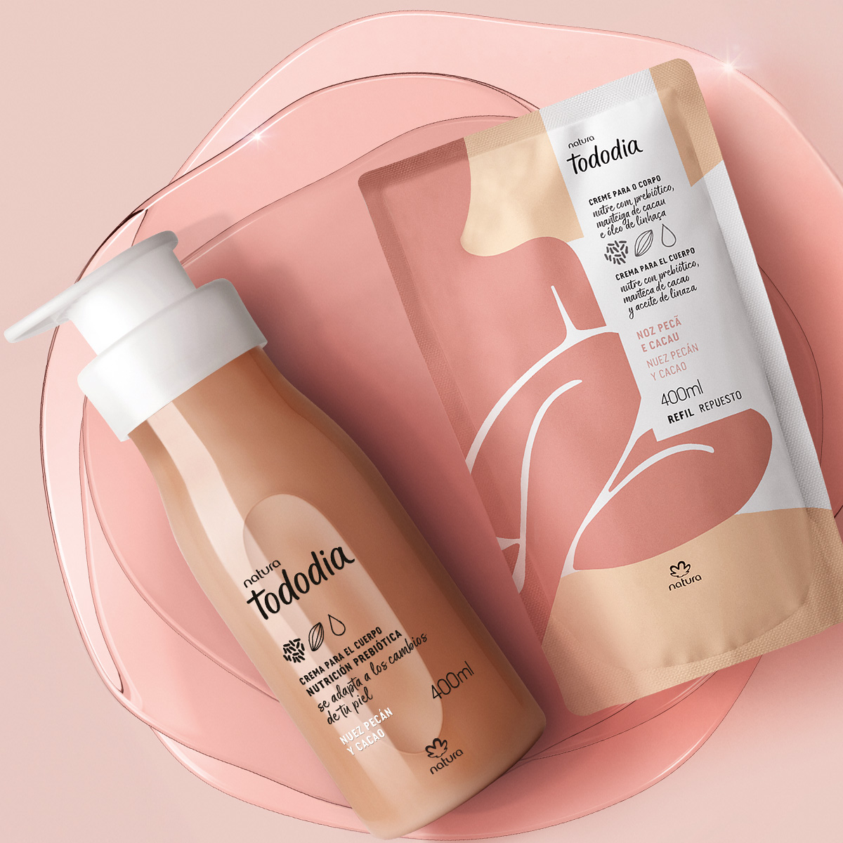 Kit Crema Nutritiva Tododia Nuez Pecán y Cacao y Respuesto de 400 ml