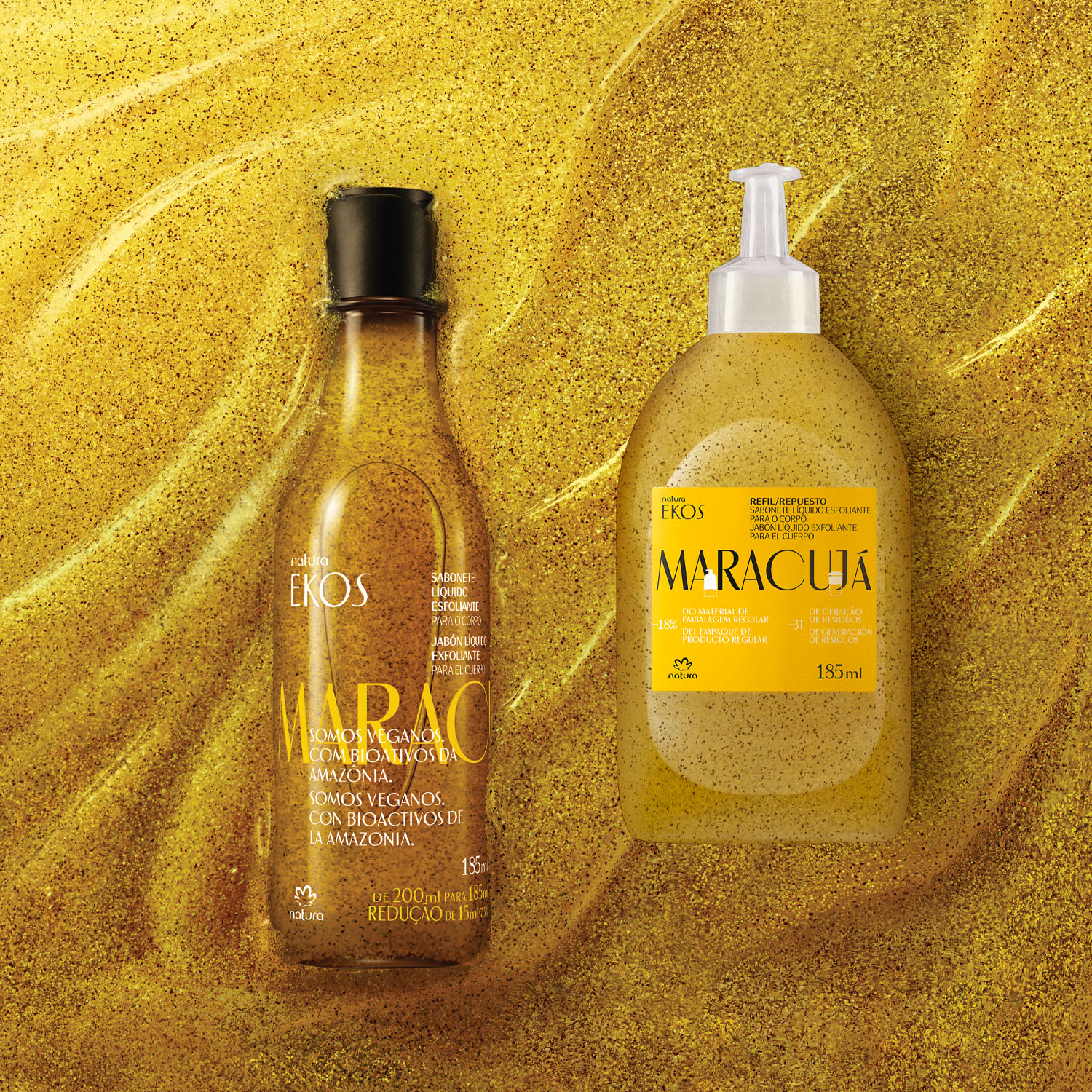 Kit Jabón Líquido Exfoliante Ekos Maracujá con Repuesto 2 un de 185 ml