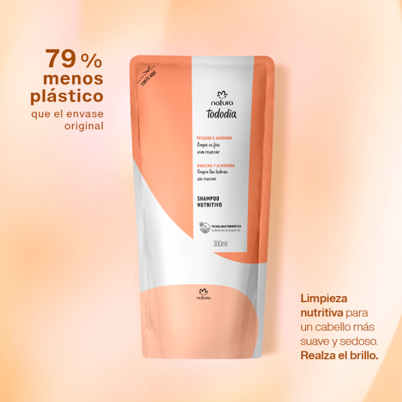 Repuesto Shampoo Nutritivo Tododia Durazno y Almendras 300 ml