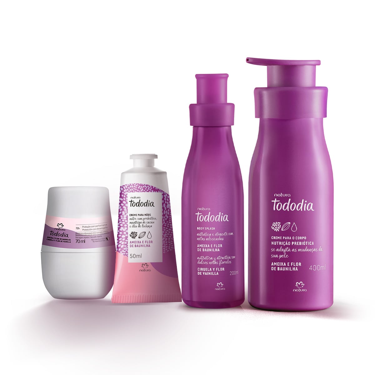Kit Hidratante Corporal, Body Splash, Desodorante y Crema para Manos Tododia Ciruela y Flor de Vainilla