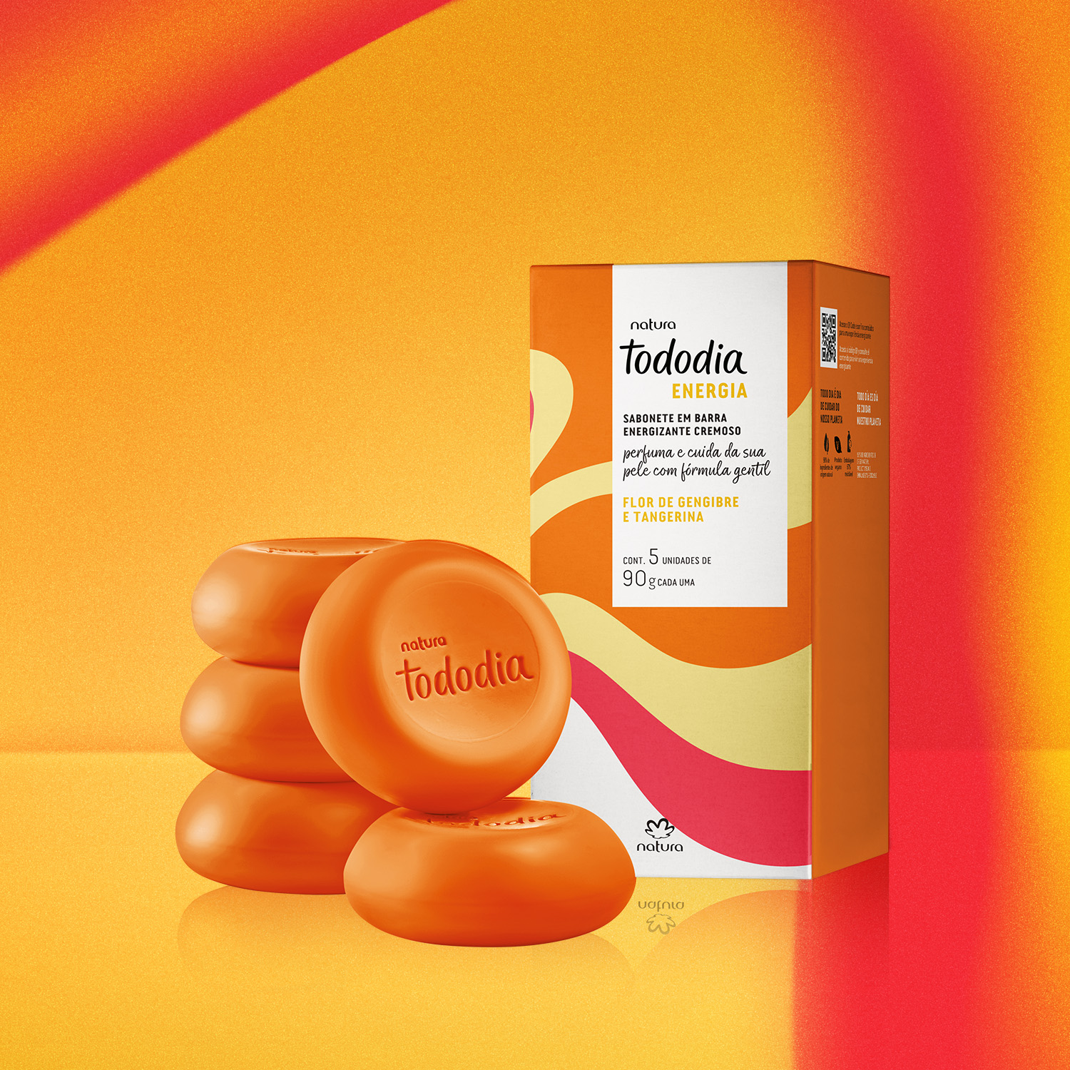 Jabones en Barra Puro Vegetal Tododia Flor de Jengibre y Mandarina 5 x 90 g c/u
