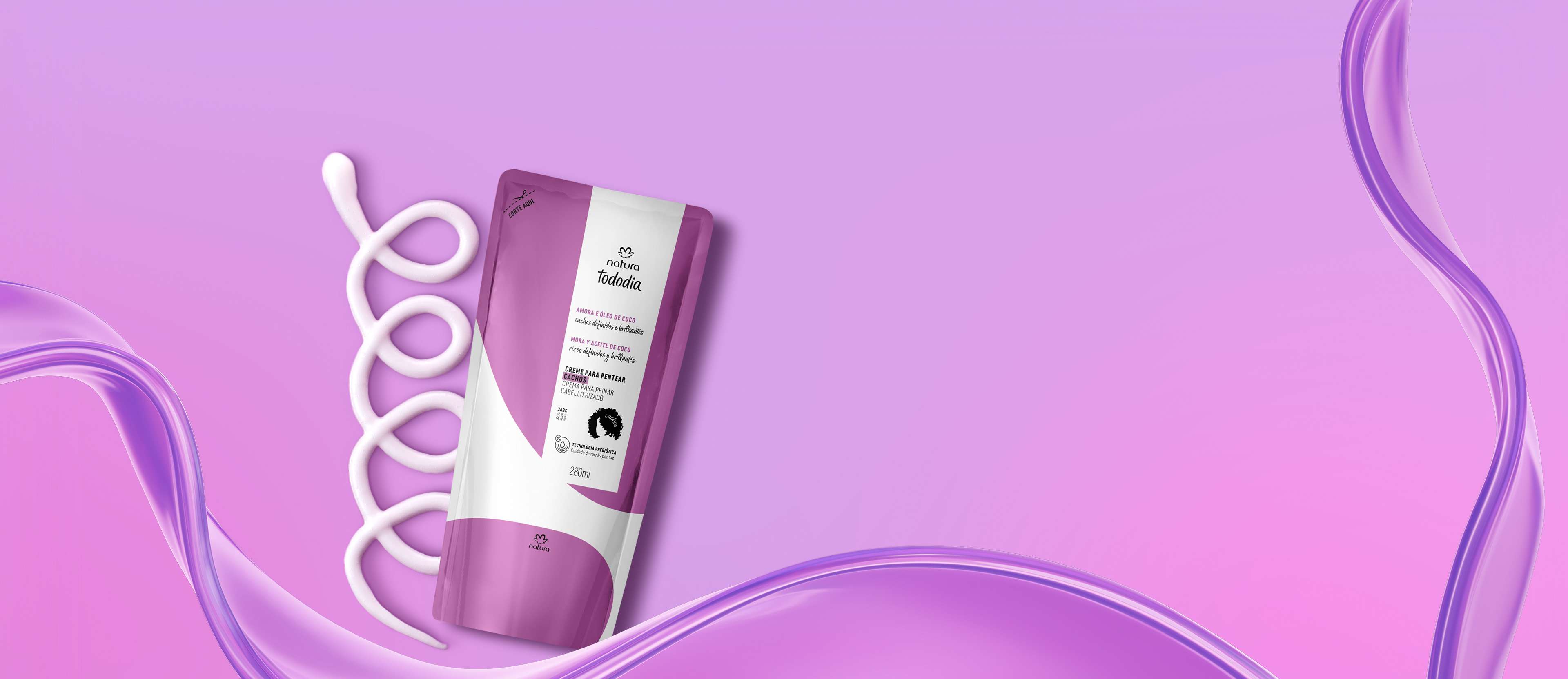 Repuesto Crema para Peinar Cabello Rizado Tododia Mora y Aceite de Coco 280 ml