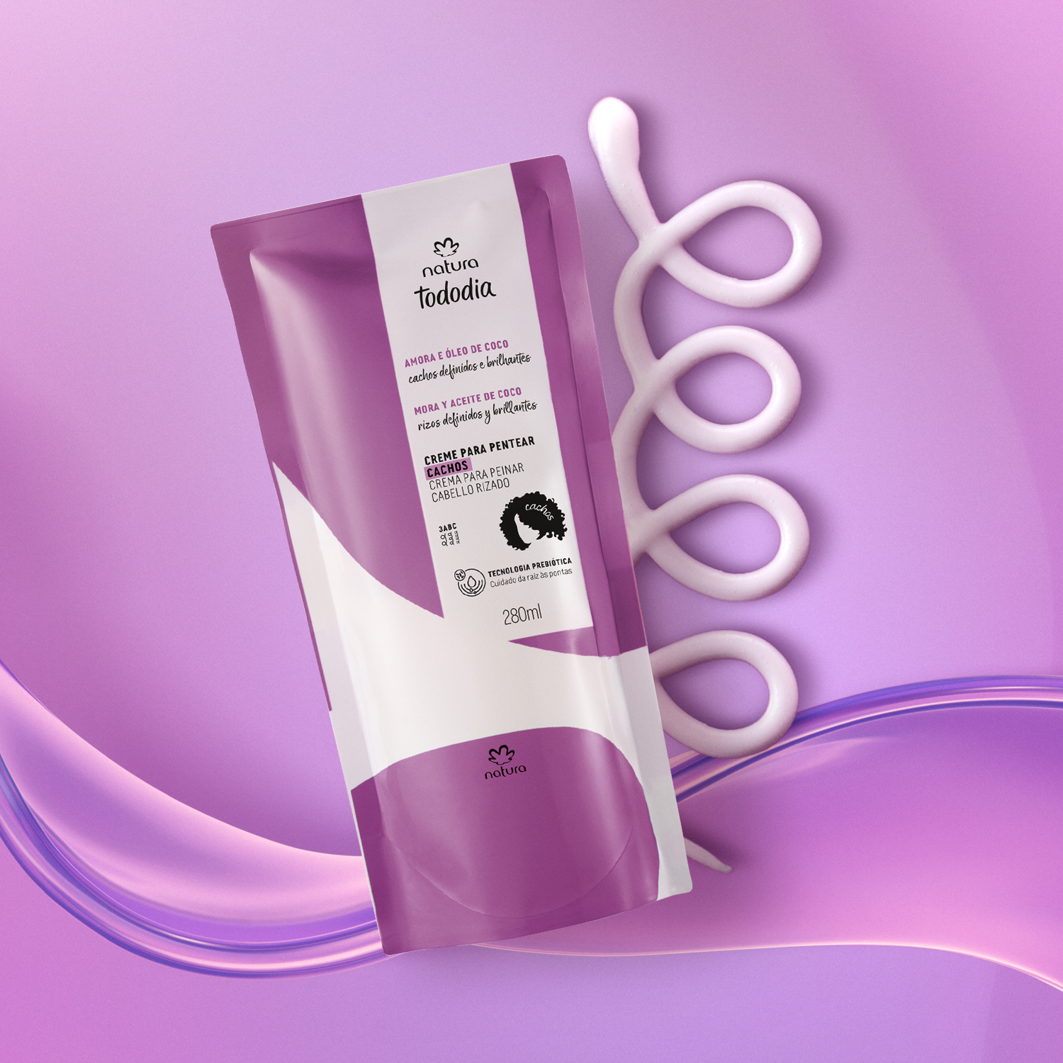 Repuesto Crema para Peinar Cabello Rizado Tododia Mora y Aceite de Coco 280 ml