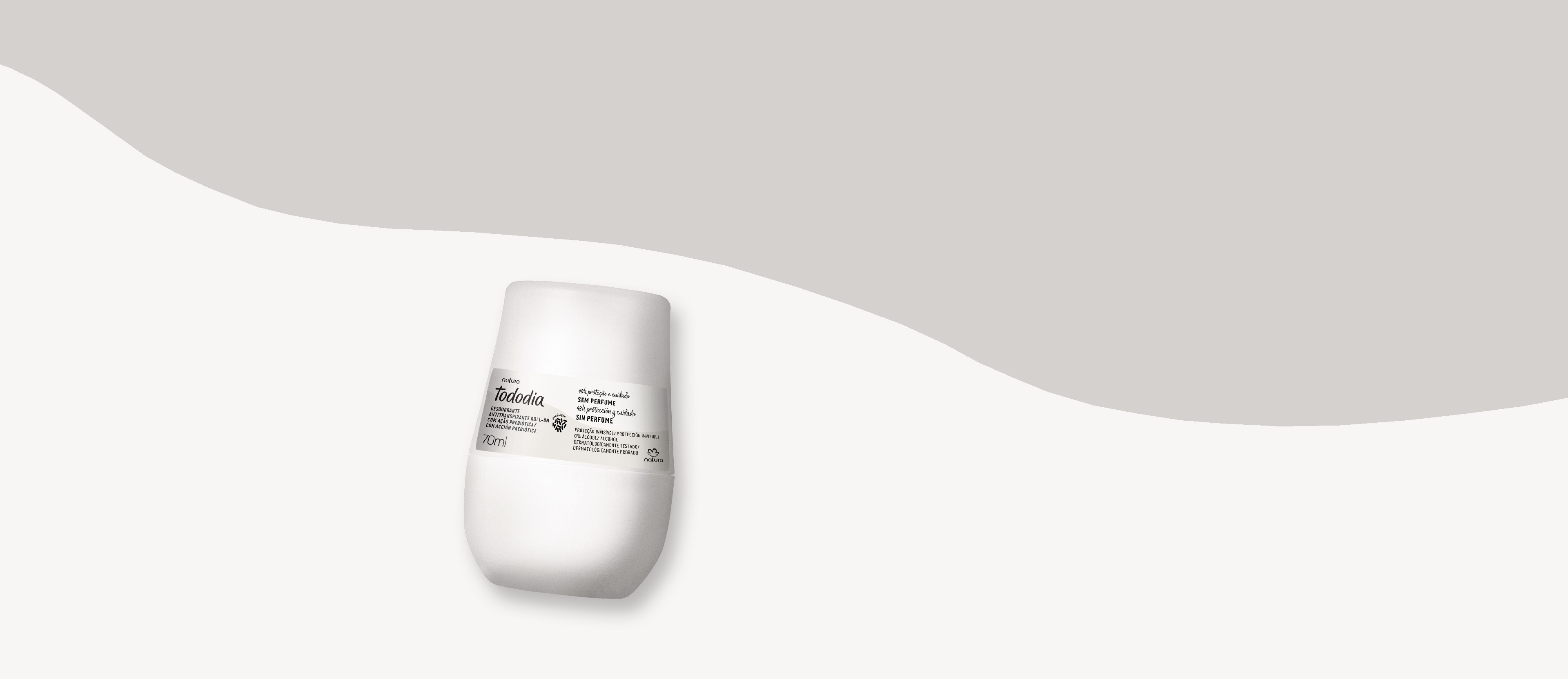 Desodorante Roll On Antitranspirante Prebiótico Tododia Sin Perfume 70 ml