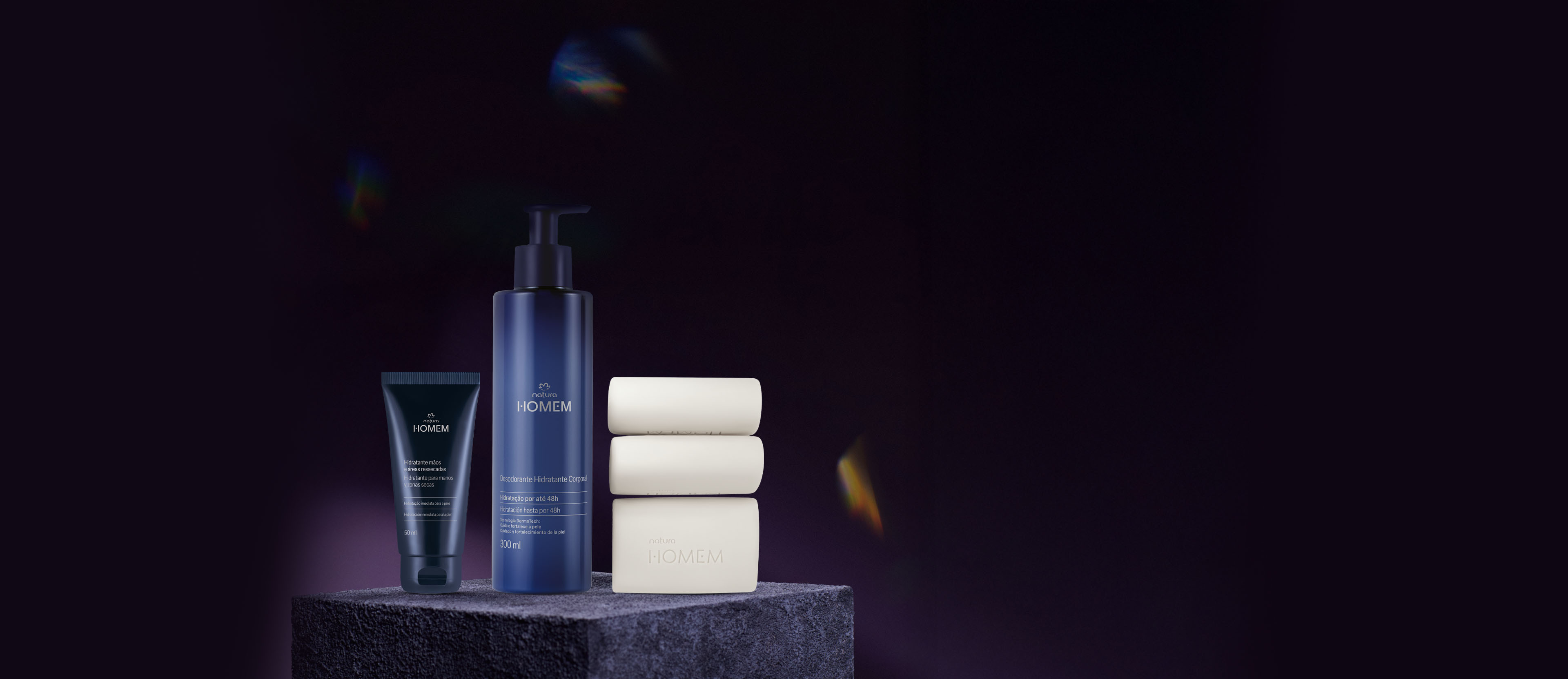 Kit Jabón, Hidratante Corporal y de Manos Homem