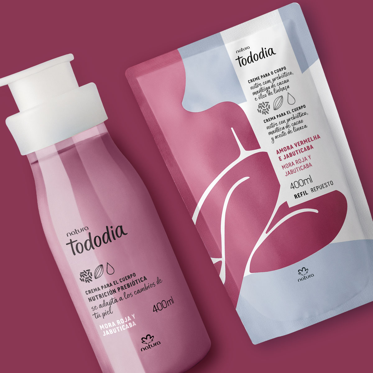 Kit Crema Nutritiva Corporal Tododia Mora Roja y jabuticaba con Repuesto