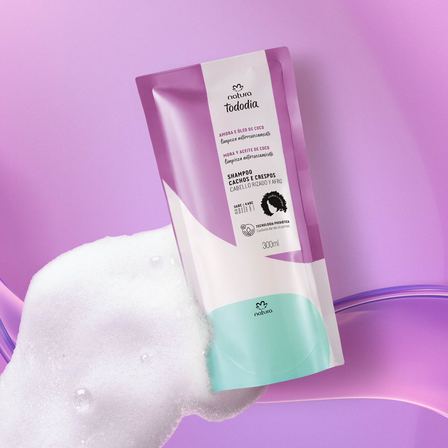 Repuesto Shampoo Cabello Rizado Tododia Mora y Aceite de Coco 300 ml