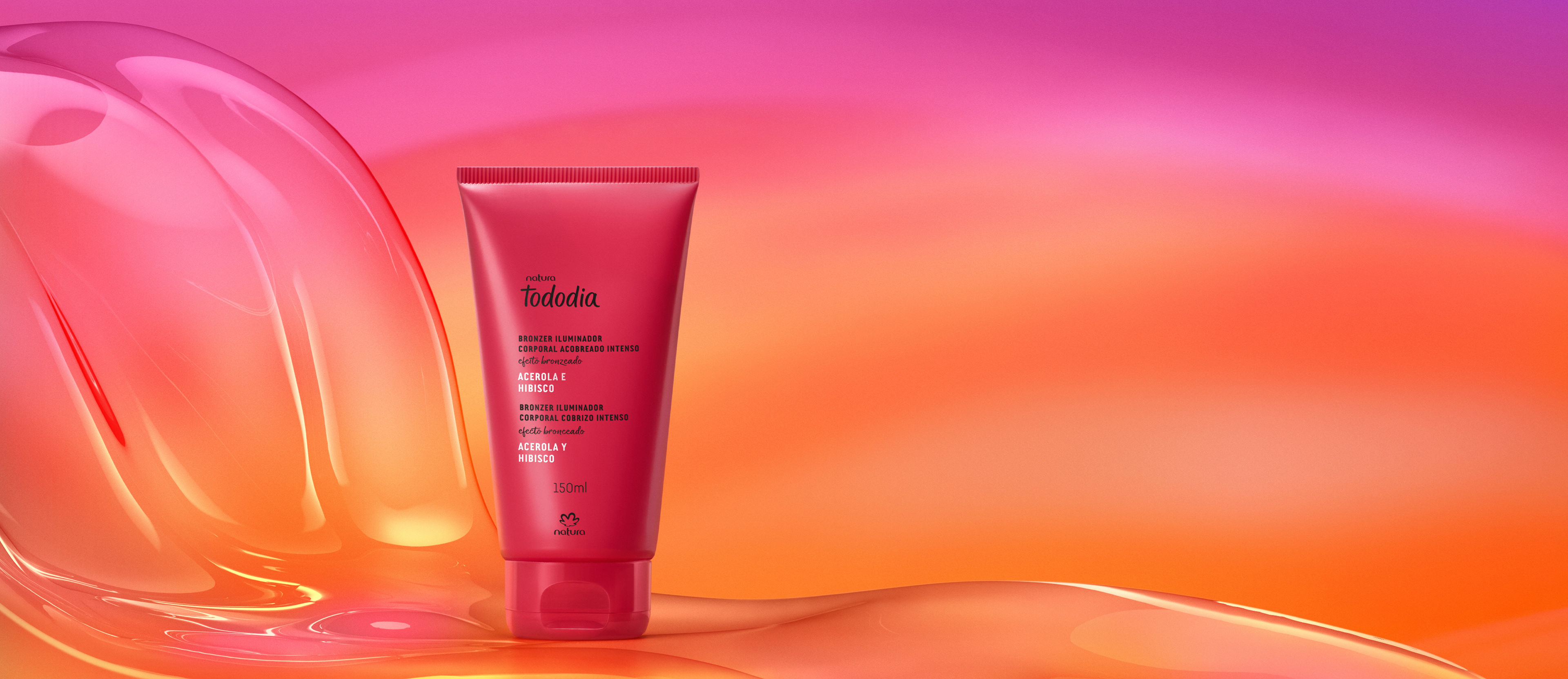 Bronzer Iluminador Corporal Tododia Acerola e Hibisco Cobrizo Intenso150 ml