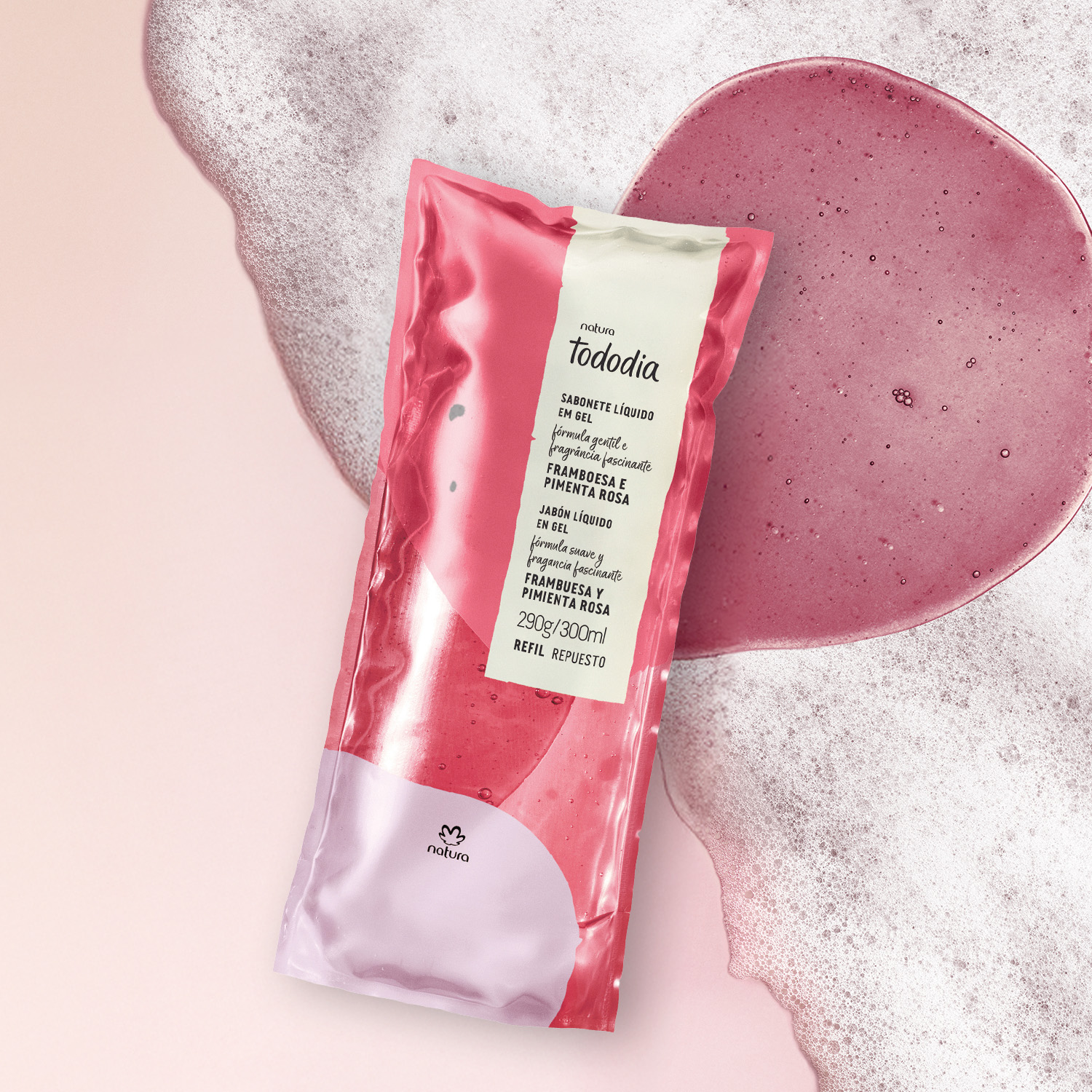 Repuesto Jabón Líquido Corporal Tododia Frambuesa y Pimienta Rosa 300 ml