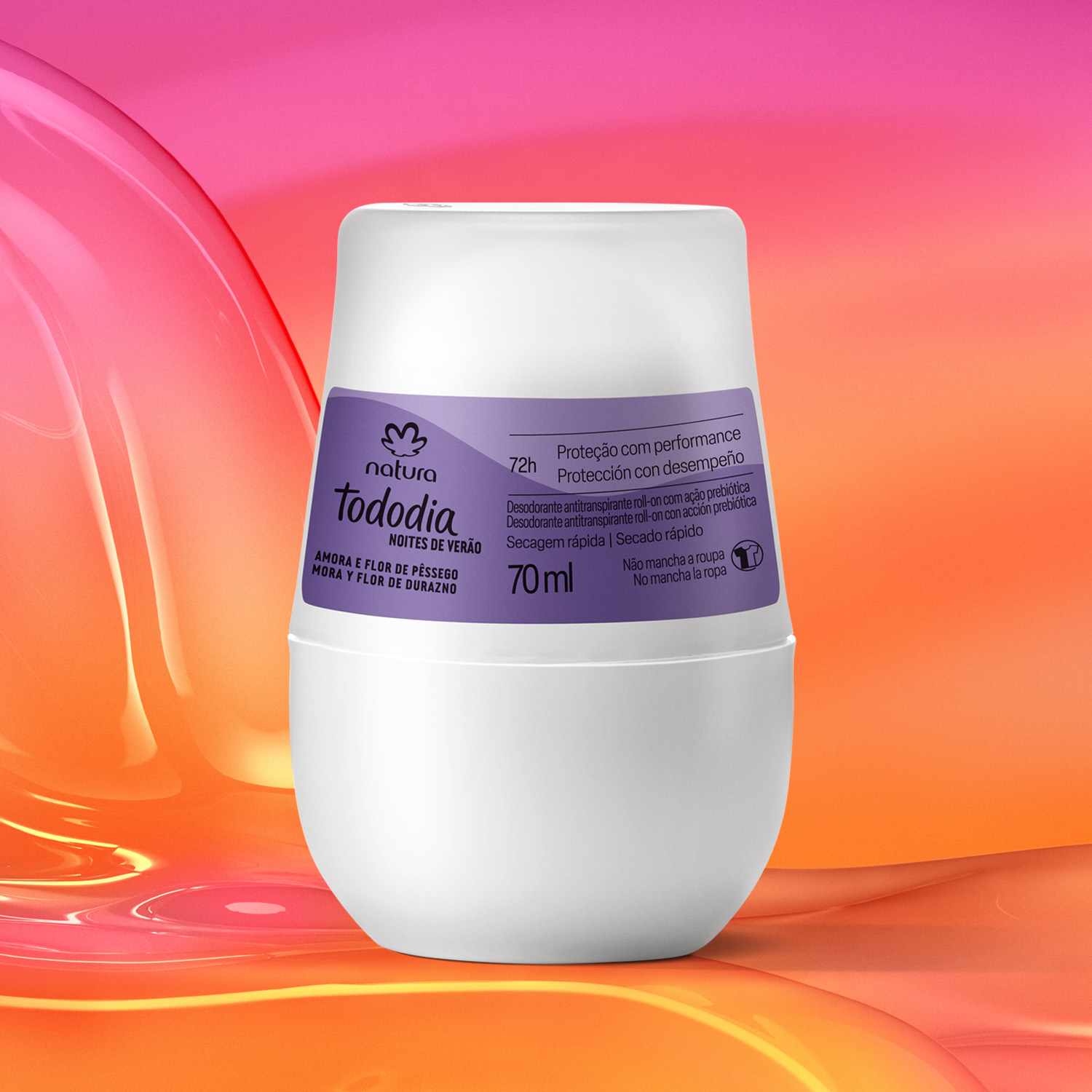 Desodorante Antitranspirante Roll-on Tododia Mora y Flor de Durazno 70 ml