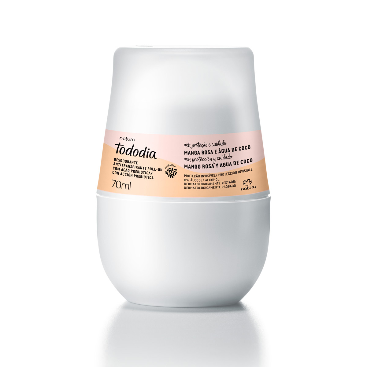 Desodorante antitranspirante roll-on con acción prebiótica Tododia Mango rosa y agua de coco - 70 ml