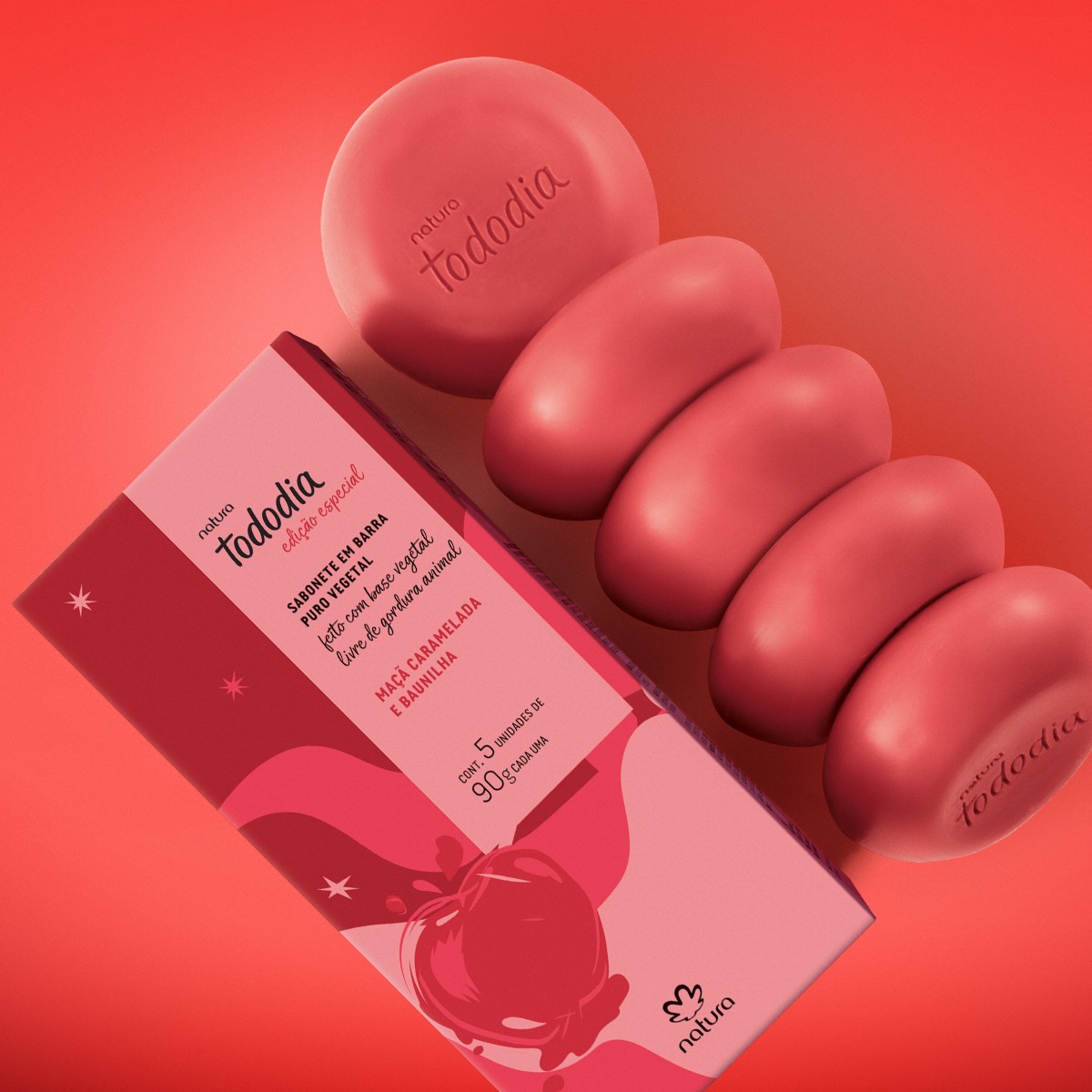 Jabones en barra Puro Vegetal Tododia Manzana Caramelizada y Vainilla 5 un de 90 g