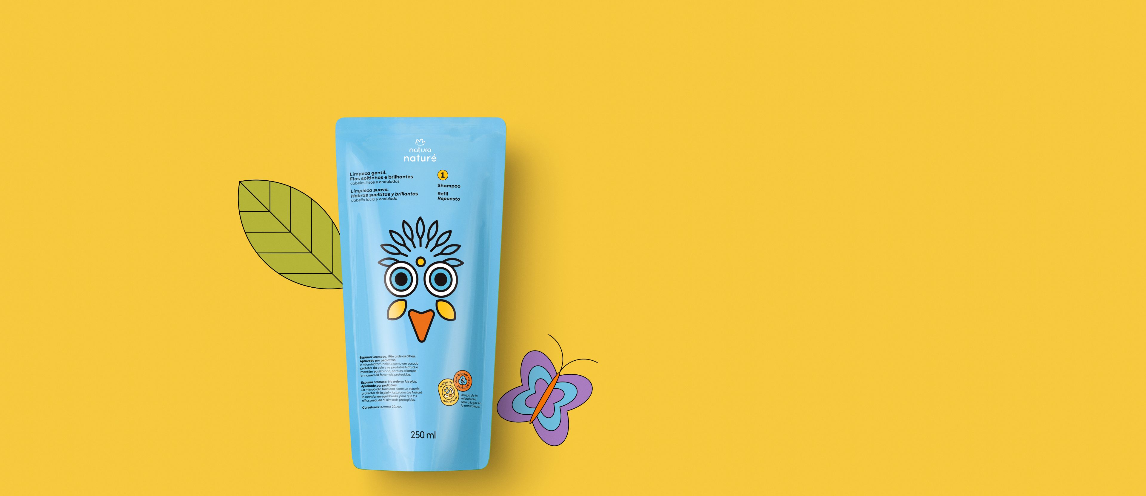 Repuesto Shampoo para Cabellos Lacios y Ondulados Naturé 250 ml