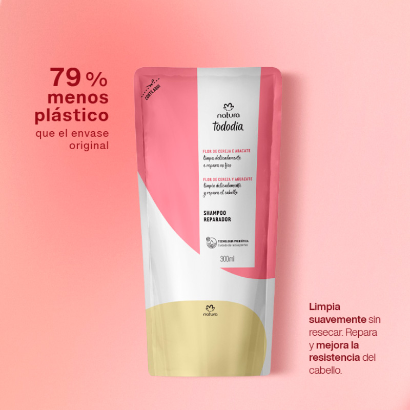 Repuesto Shampoo Reparador Tododia Flor de Cereza y Palta 300 ml