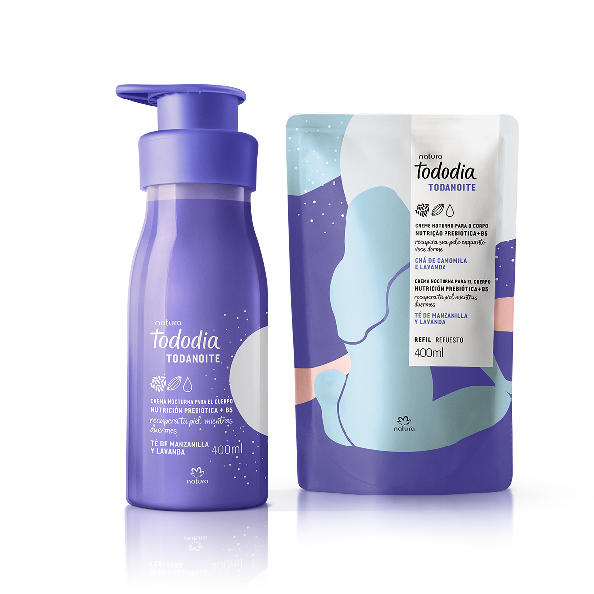 Kit Crema Nocturna para el Cuerpo Tododia Todanoite Té de Manzanilla y Lavanda con Repuesto