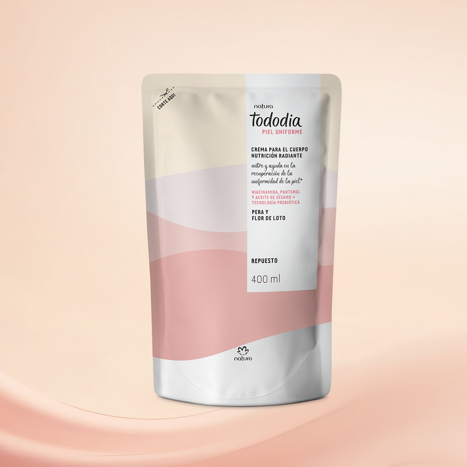 Repuesto Crema Corporal Nutrición Radiante Tododia Pera y Flor de Loto 400 ml