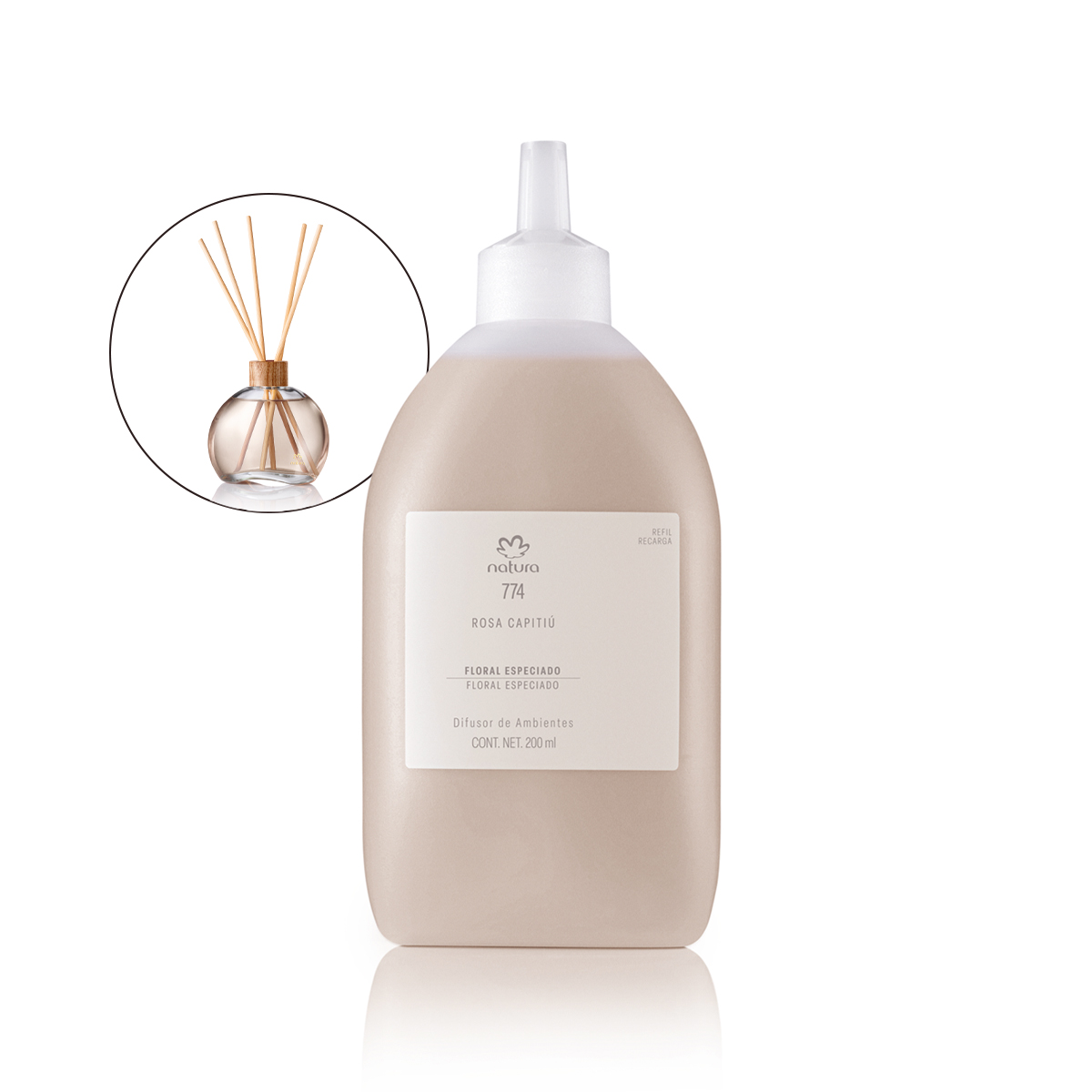 Repuesto Difusor Natura 774 Rosa Capitiú 200 ml Sin Varilla