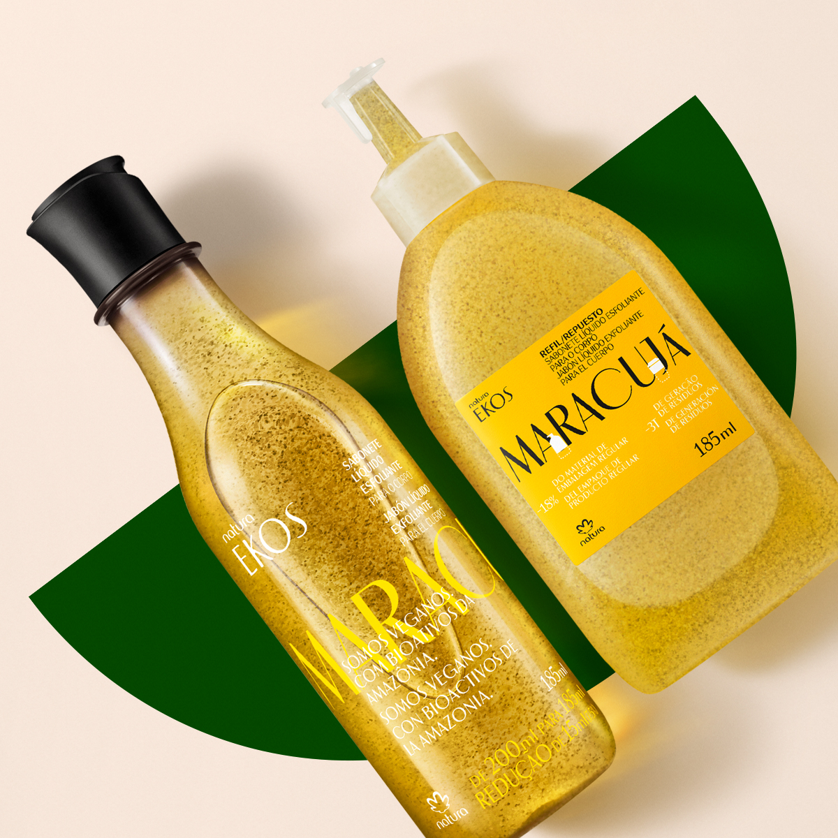 Kit Jabón Líquido Exfoliante Ekos Maracujá con Repuesto 2 un de 185 ml