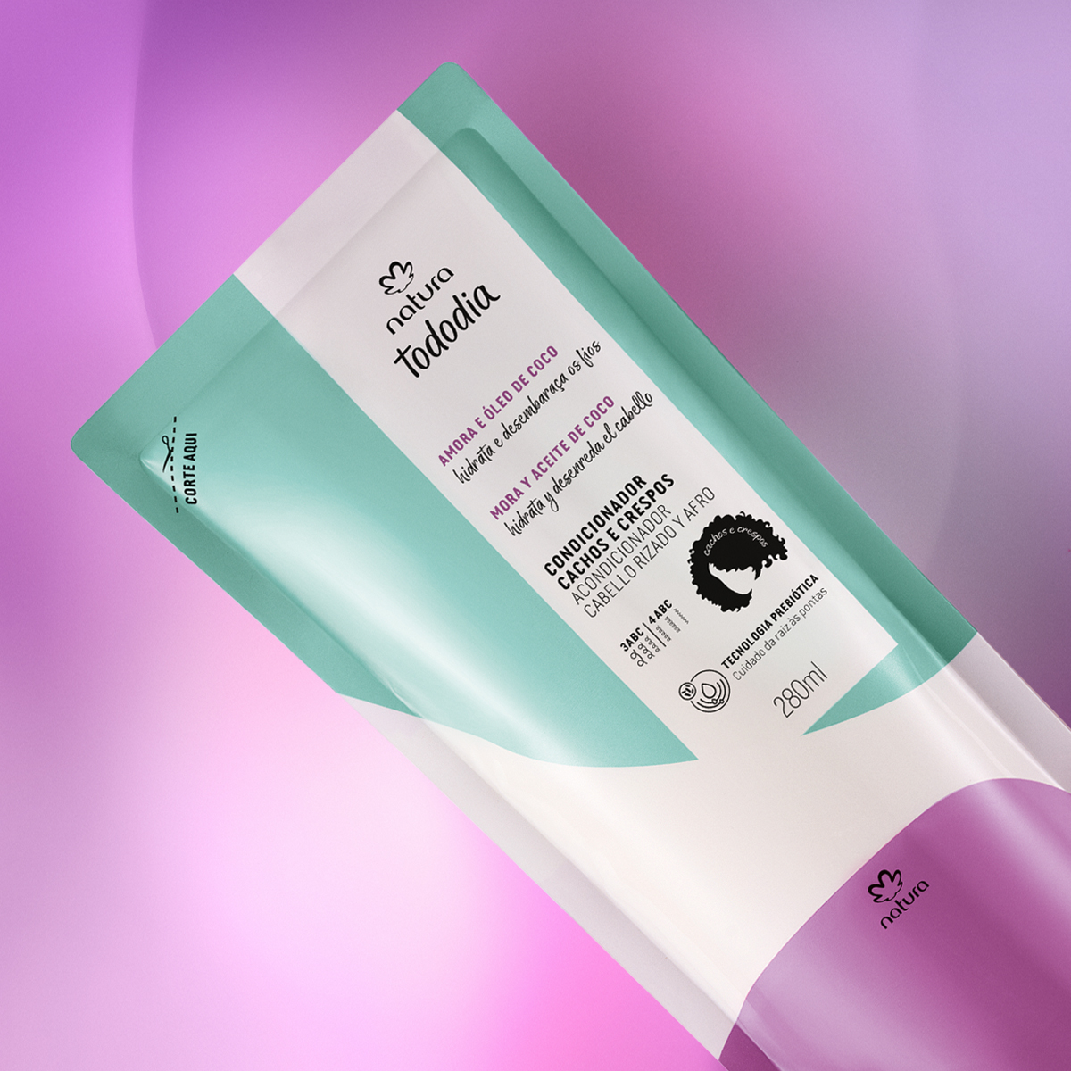 Repuesto Acondicionador Cabello Rizado Tododia Mora y Aceite de Coco 280 ml