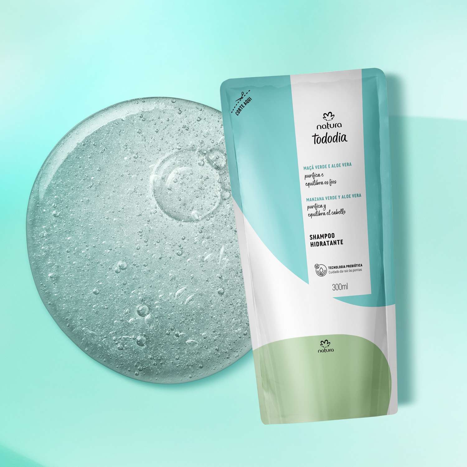 Repuesto Shampoo de Hidratación Tododia Manzana Verde y Aloe Vera 300 ml