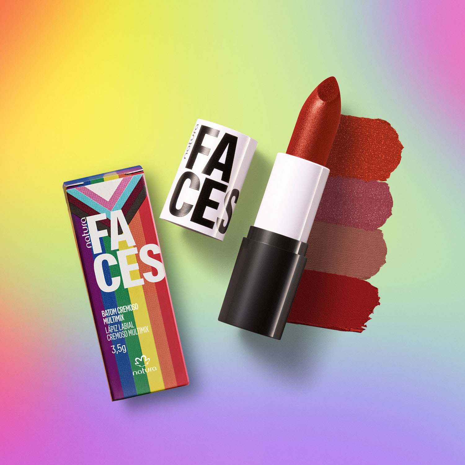 Labial Multimix Cremoso Faces Vermelho Hot 3,5 g