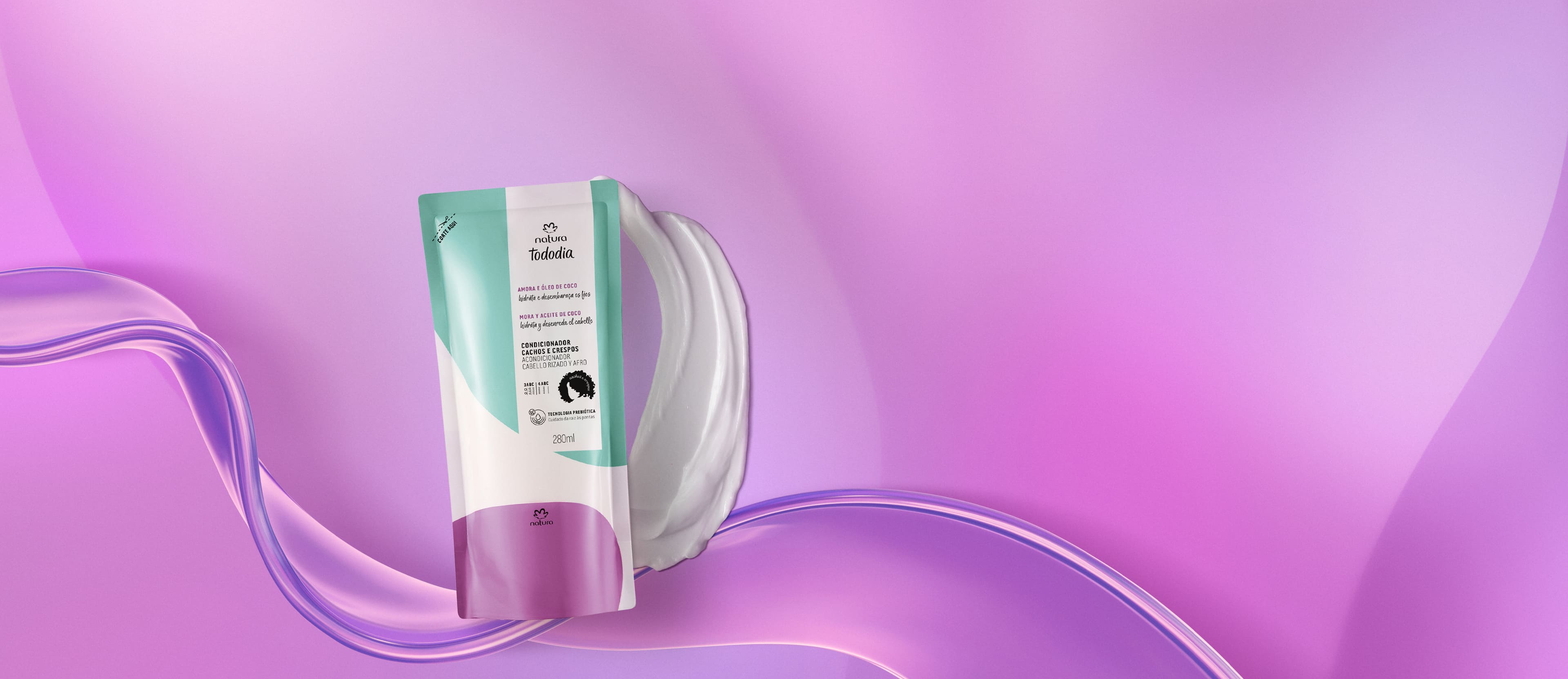 Repuesto Acondicionador Cabello Rizado Tododia Mora y Aceite de Coco 280 ml