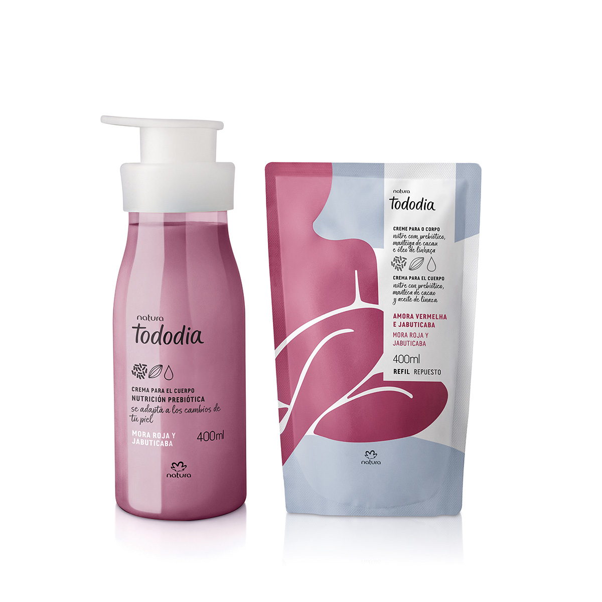 Kit Crema Nutritiva Corporal Tododia Mora Roja y jabuticaba con Repuesto