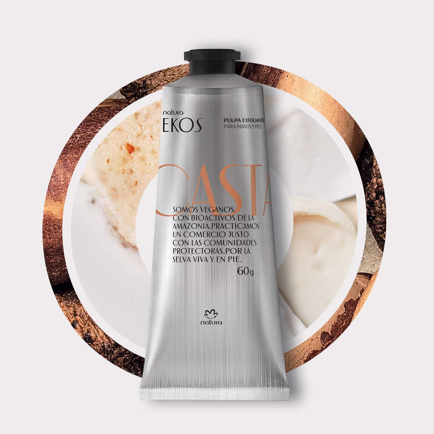 Crema Exfoliante para Manos y Pies Ekos Castaña 60 g