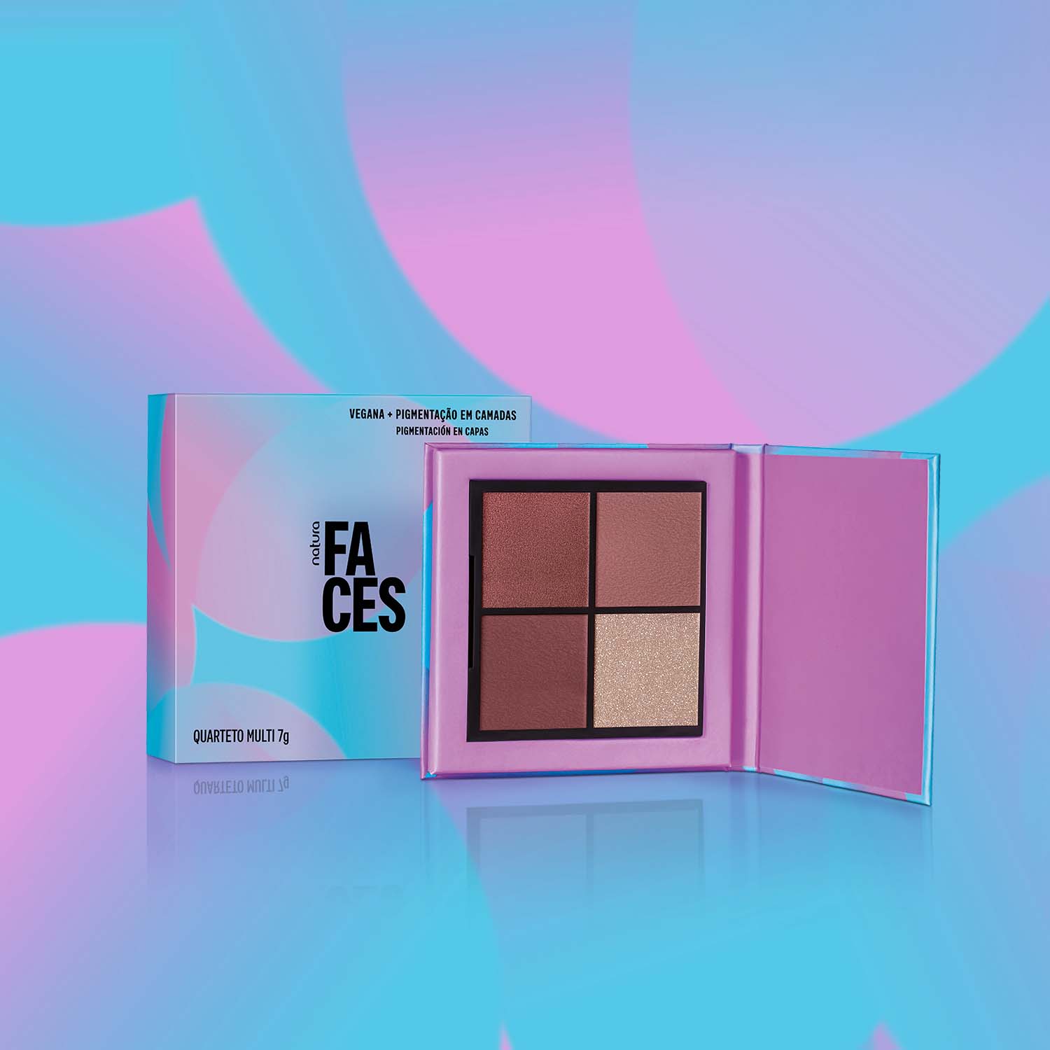 Paleta de Sombras Multifuncional con 4 Tonos Faces 7 g