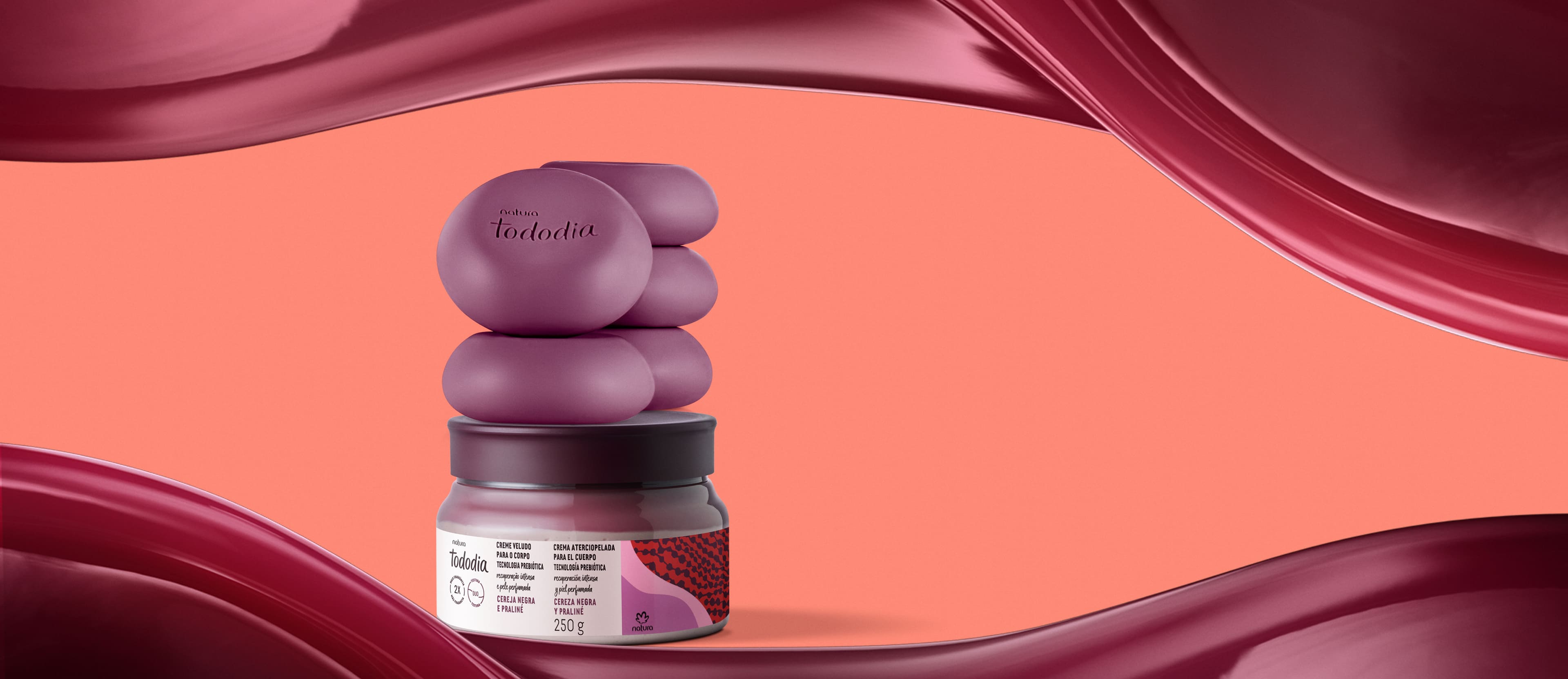 Kit Tododia Crema Aterciopelada y Jabones Cereza Negra y Praliné