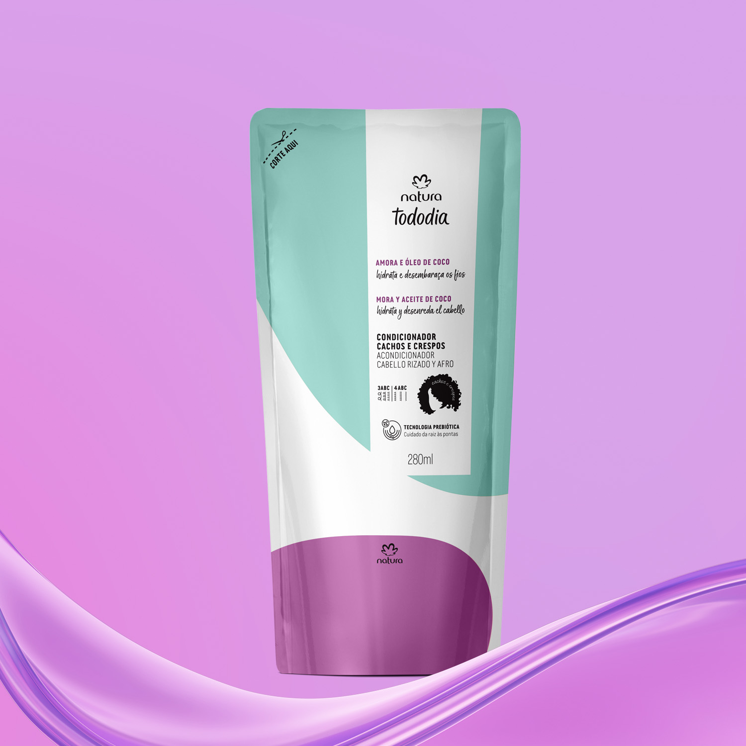 Repuesto Acondicionador Cabello Rizado Tododia Mora y Aceite de Coco 280 ml