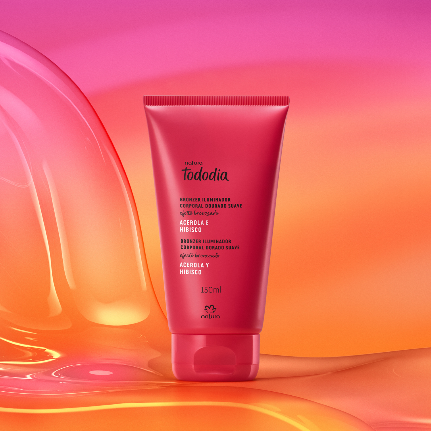 Bronzer Iluminador Corporal Tododia Acerola e Hibisco Dorado Suave 150 ml