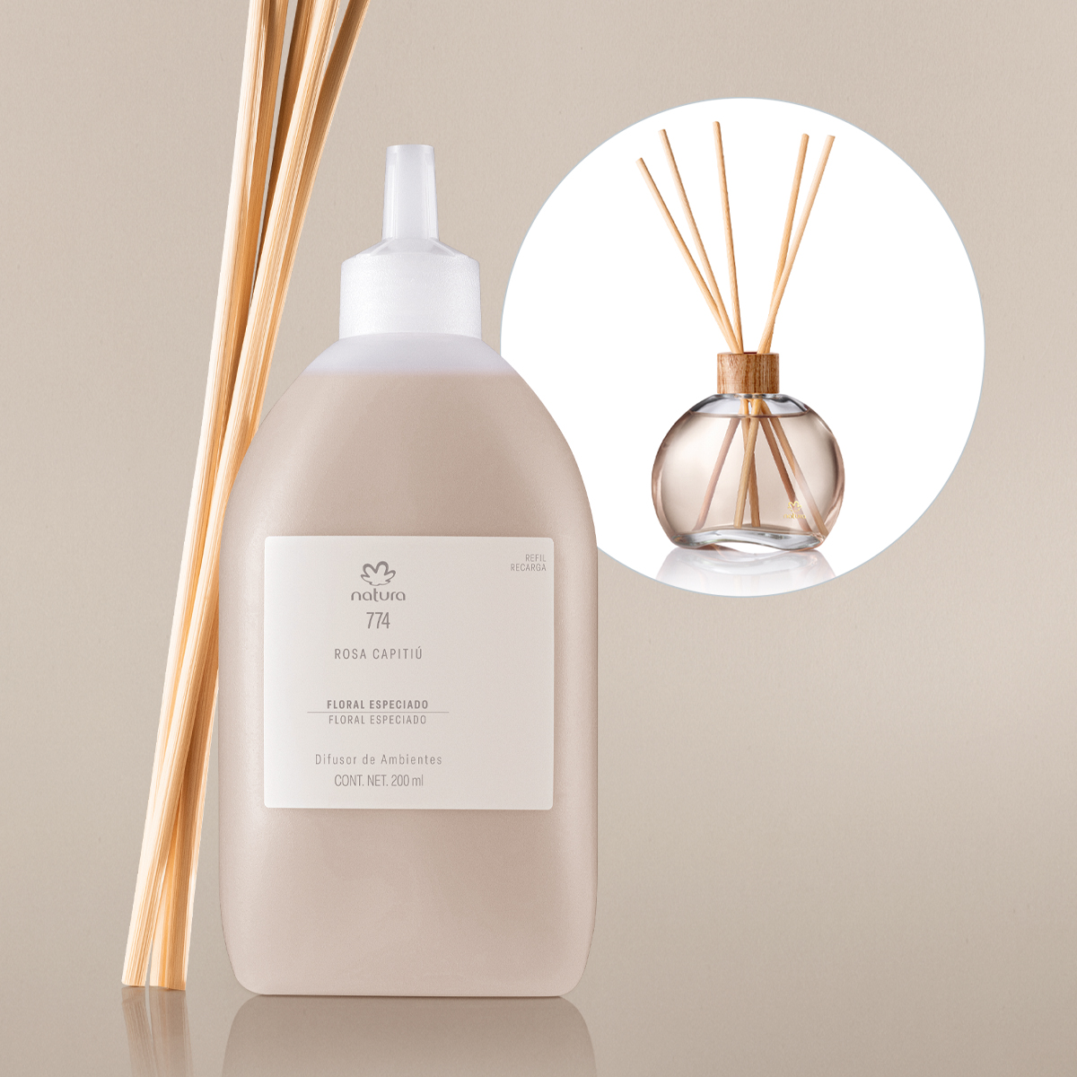 Repuesto Difusor Natura 774 Rosa Capitiú 200 ml Con Varilla
