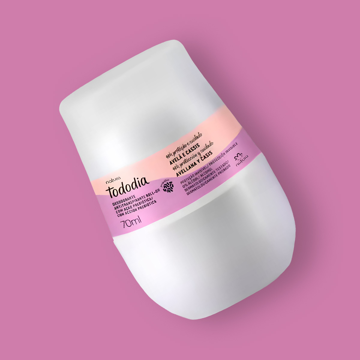 Desodorante Roll On Antitranspirante Prebiótico Tododia Avellana y Casis 70 ml