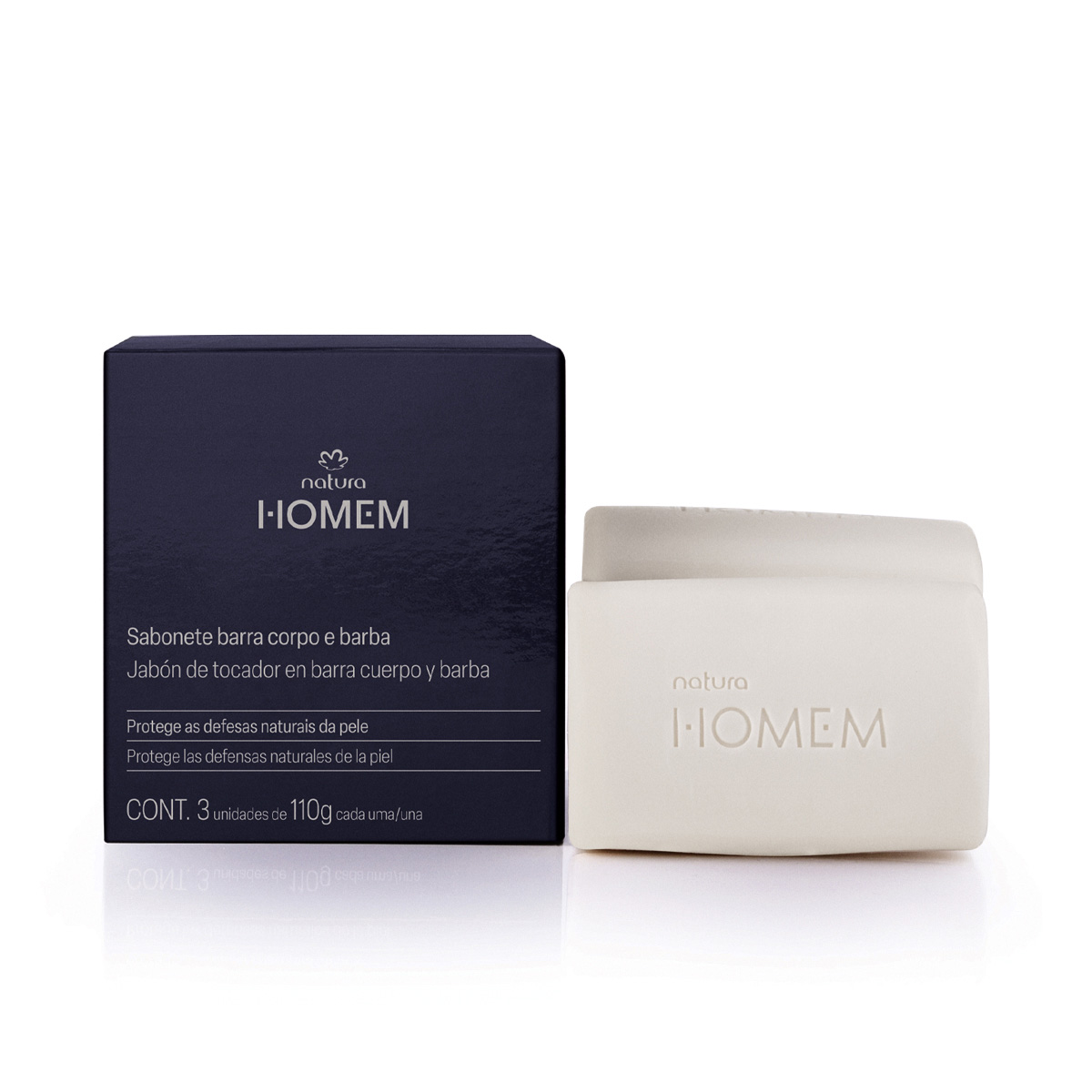 Jabones en Barra Cremosos de Cuerpo y Barba Homem 3 x 110 g c/u