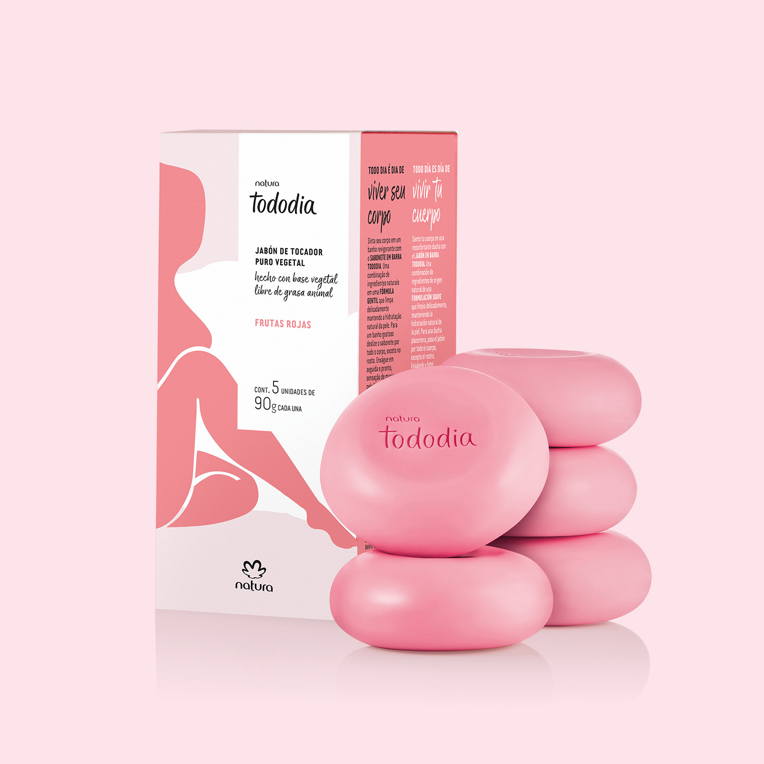 Jabones en Barra Puro Vegetal Tododia Frutas Rojas 5 x 90 g c/u