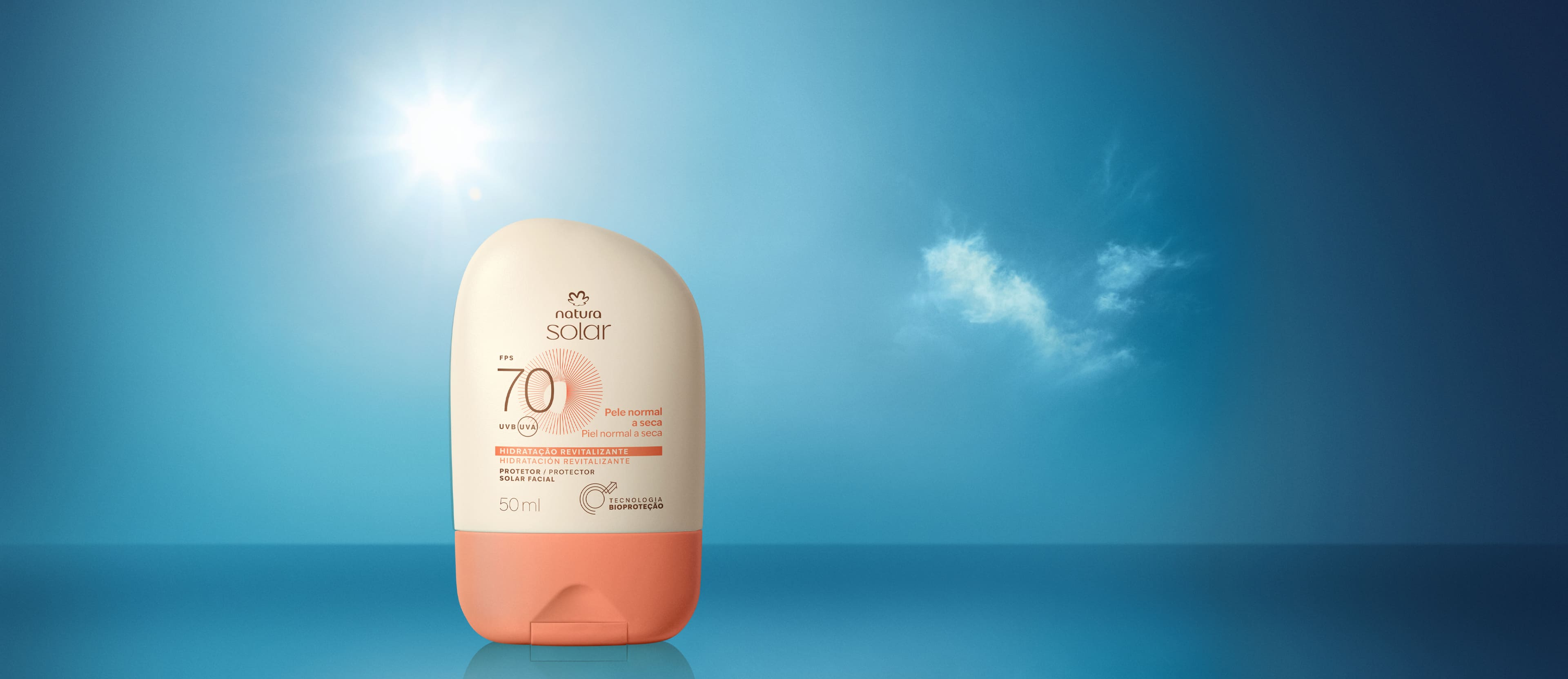 Protector Solar Facial Piel Normal a Seca FPS 70 Natura Solar 50 ml