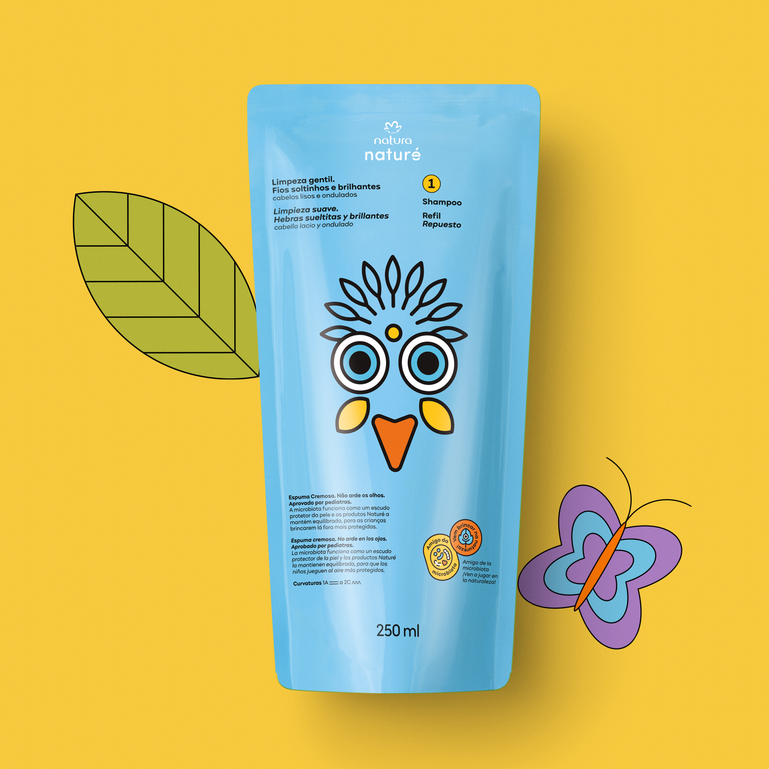 Repuesto Shampoo para Cabellos Lacios y Ondulados Naturé 250 ml