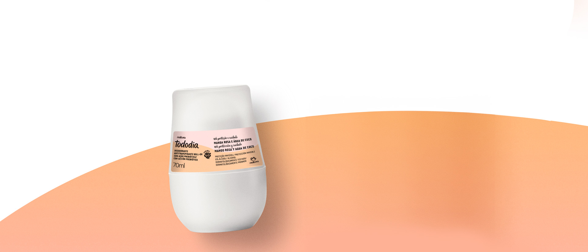 Desodorante Roll-on Antitranspirante Prebiótico Tododia Mango Rosa y Agua de Coco 70 ml