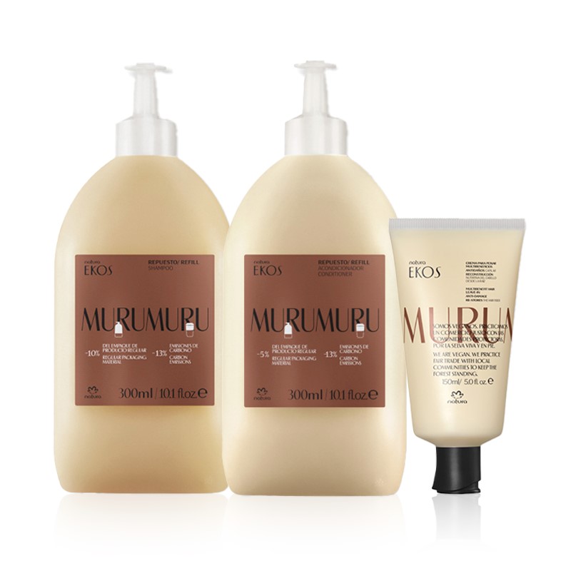 Kit Ekos Murumuru: Crema Para Peinar + Repuestos Shampoo + Acondicionador