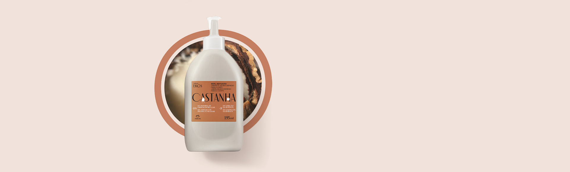 Repuesto Jabón Líquido Cremoso Ekos Castaña 195 ml