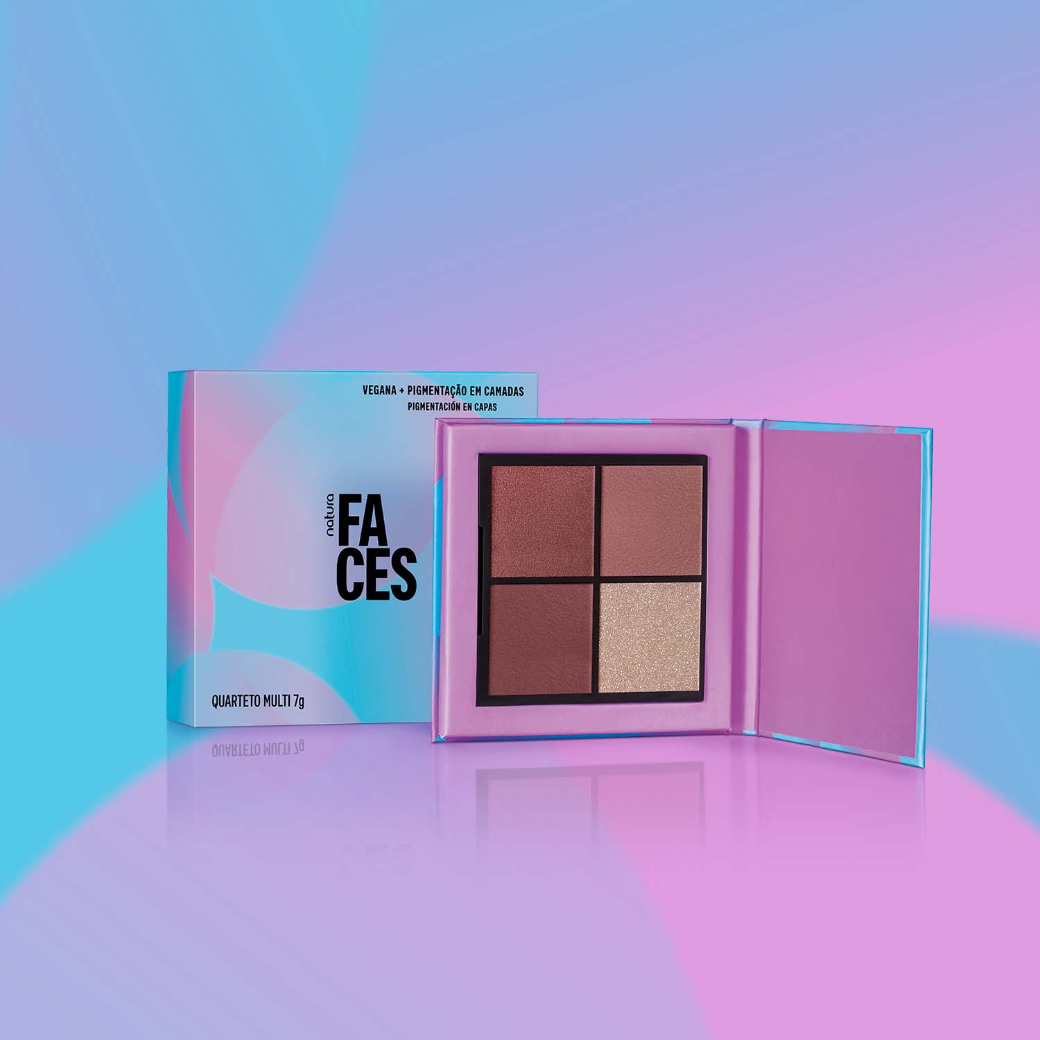 Paleta de Sombras Multifuncional con 4 Tonos Faces 7 g