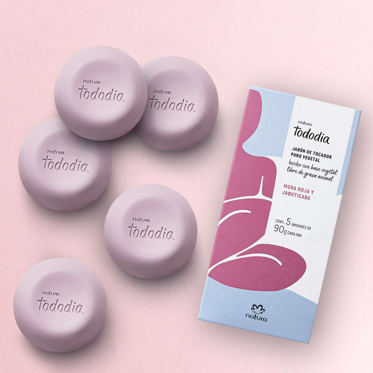 Jabones en Barra Puro Vegetal Tododia Mora Roja y Jabuticaba 5 x 90 g c/u