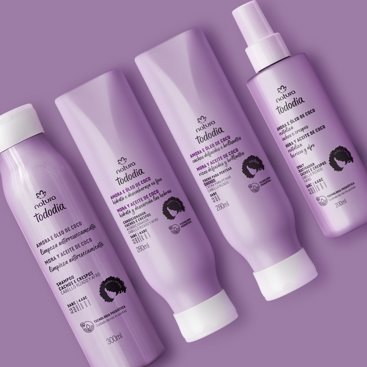 Kit Completo Tododia para Cabellos Rizados Mora y Aceite de Coco