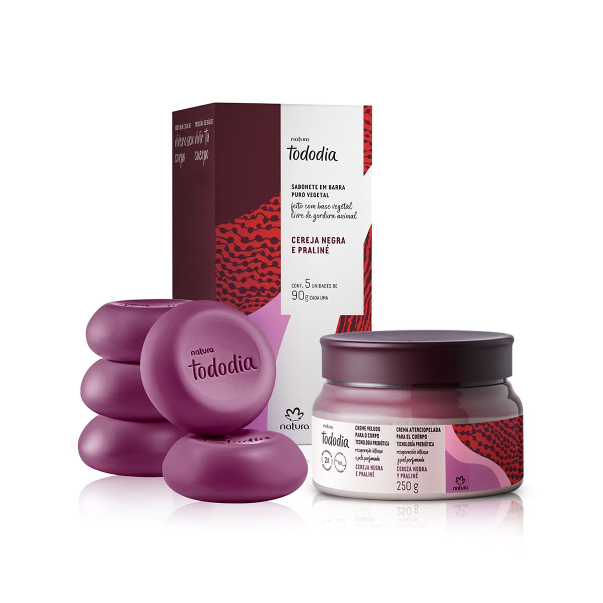 Kit Tododia Crema Aterciopelada y Jabones Cereza Negra y Praliné