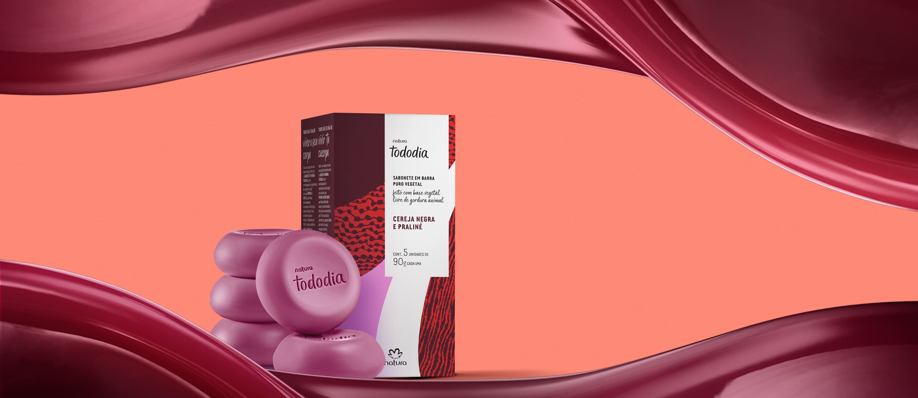Jabón en Barra Puro Vegetal Tododia Cereza Negra y Praliné 5 unidades de 90 g