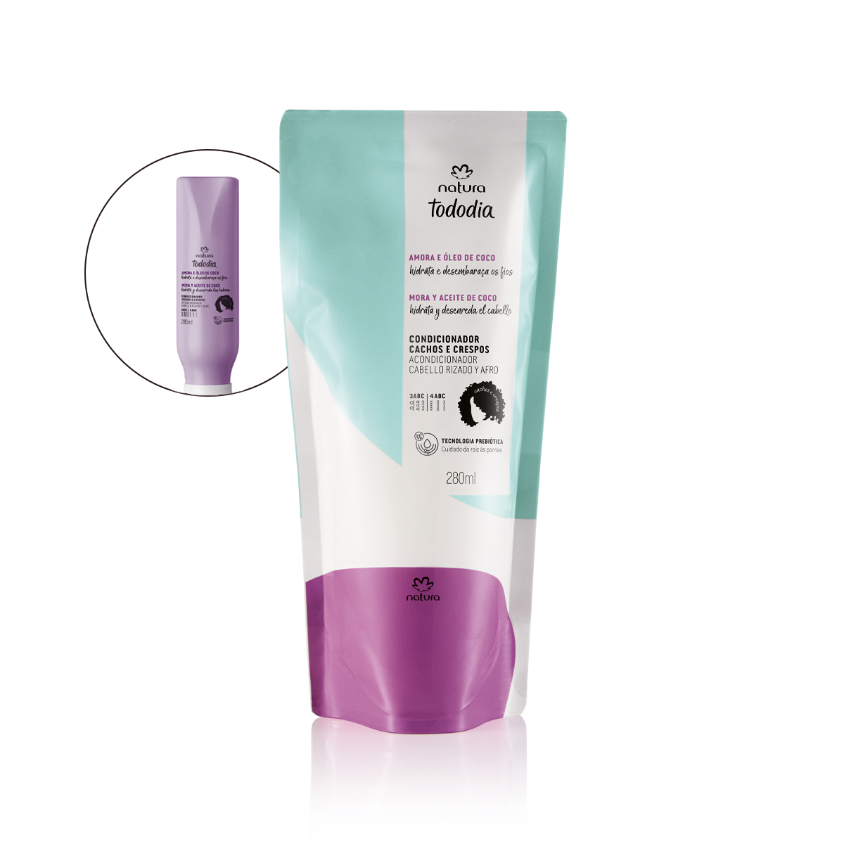 Repuesto Acondicionador Cabello Rizado Tododia Mora y Aceite de Coco 280 ml