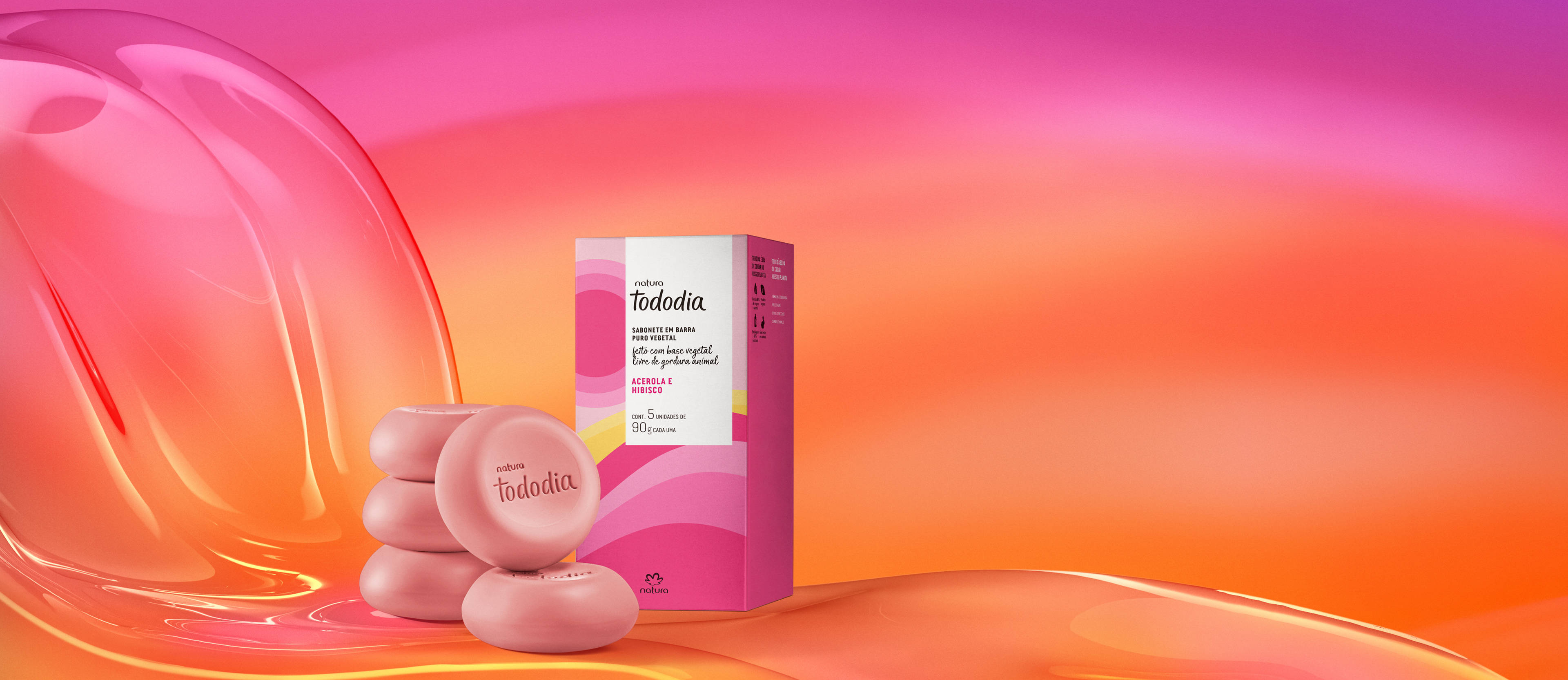 Jabón en Barra Puro Vegetal Tododia Acerola e Hibisco 5 un de 90 g