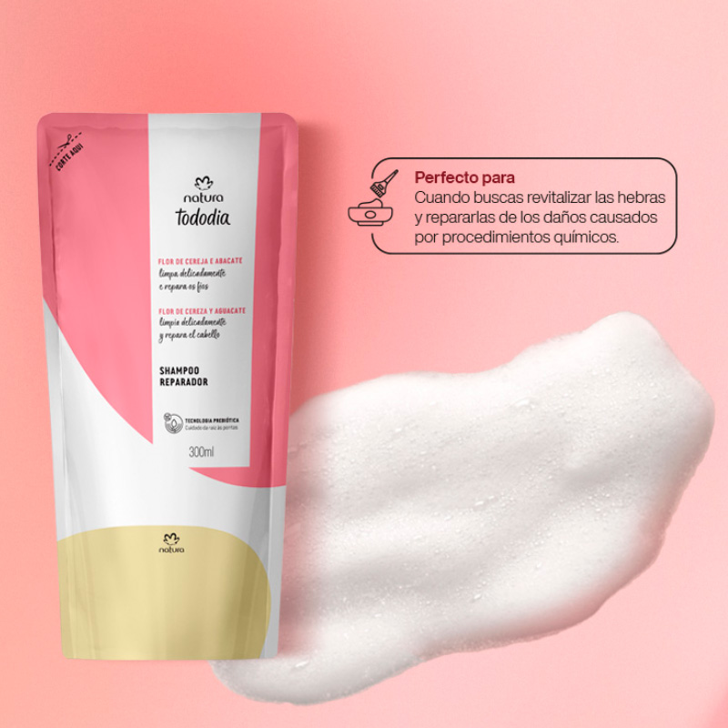 Repuesto Shampoo Reparador Tododia Flor de Cereza y Palta 300 ml