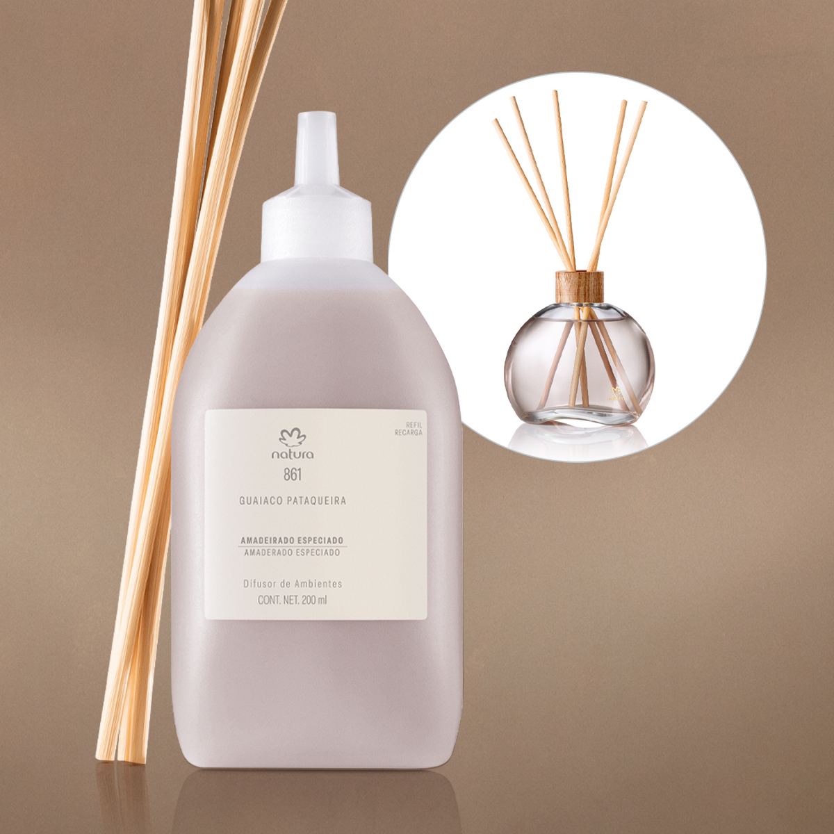 Repuesto Difusor Natura 861 Guaiaco Pataqueira 200 ml Con Varilla